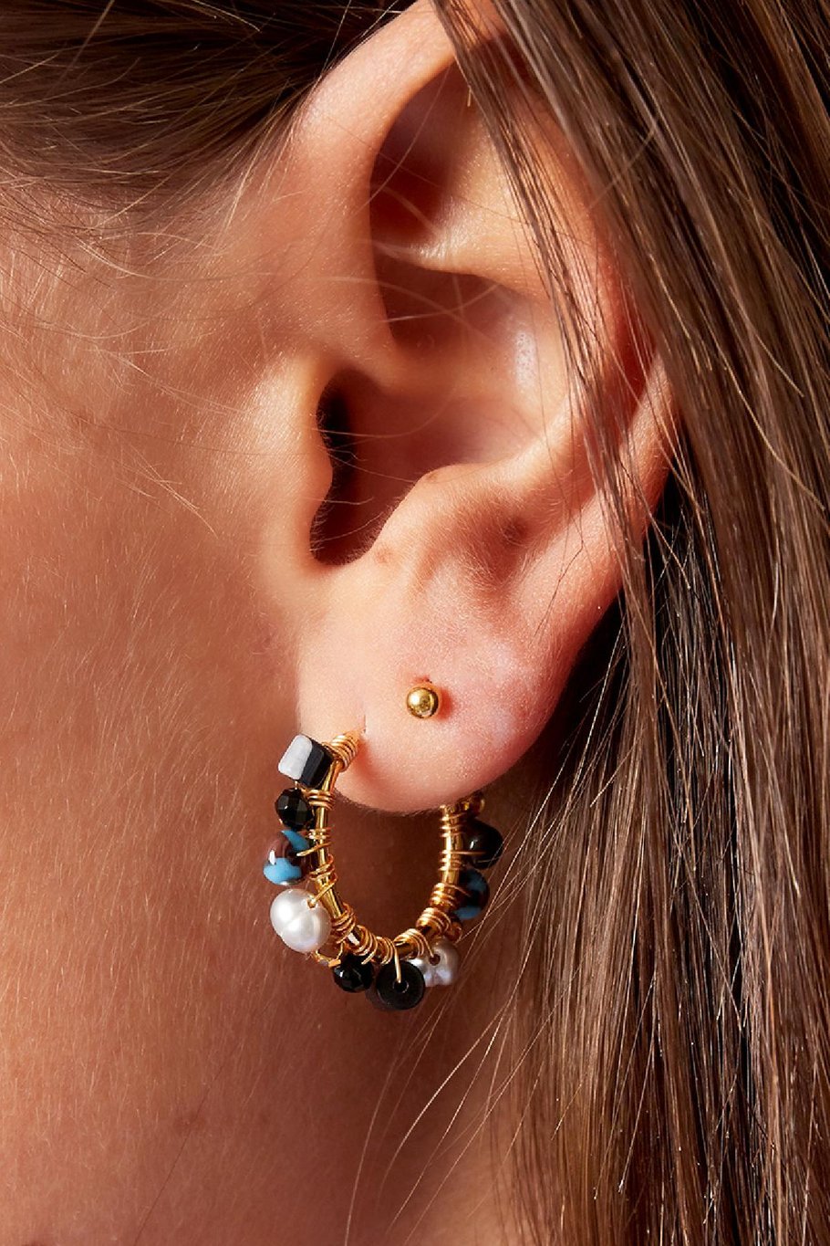 Boucles d'oreilles perle multi couleurs Rouge Cuivré Image5